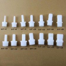 Plastic 1/2" 3/4" Male Reducer Connector Barbed Straight Aquarium Hose Fitting