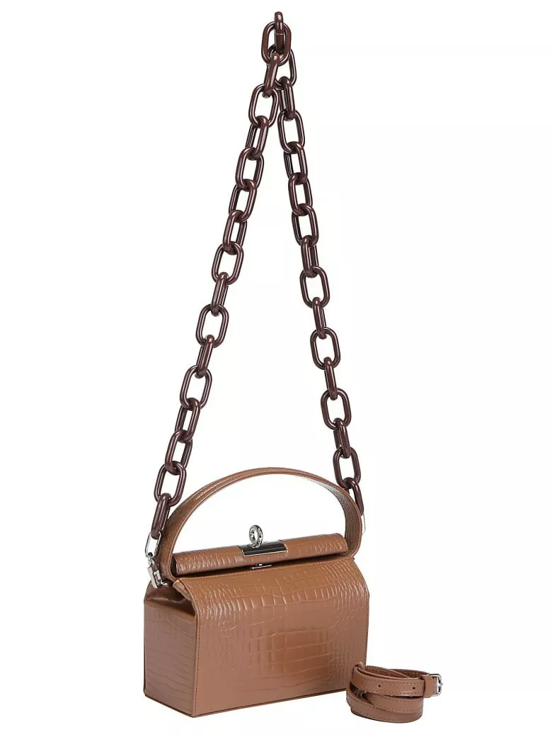 NWT GU DE Milky Croc Effect Leather Tote Shoulder Crossbody Bag Camel Tan