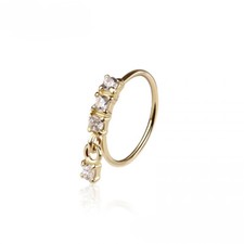 14K Gold 22G Dangle Nose Rings Hoops CZ Cartilage Earring Dangling Nose Piercing
