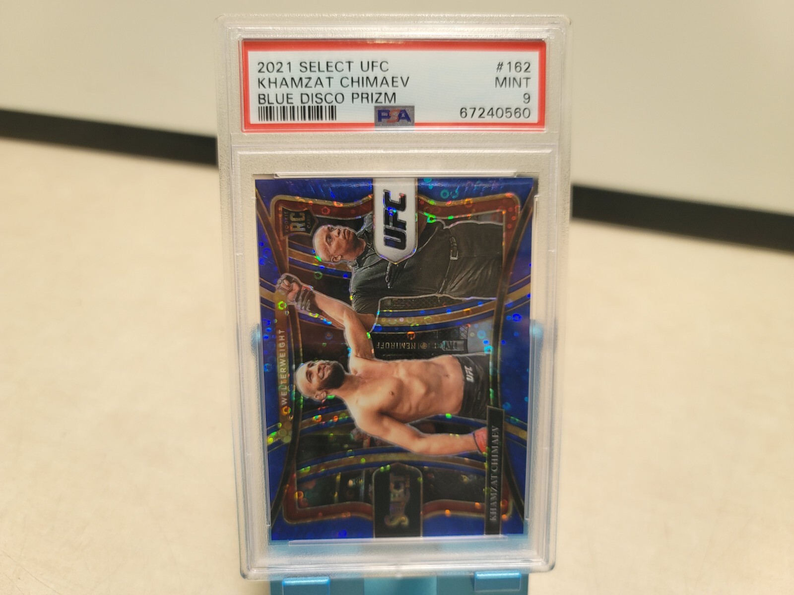 2021 Panini Select UFC Khamzat Chimaev Card 162 Blue Disco RC # /99 PSA 9 T6639