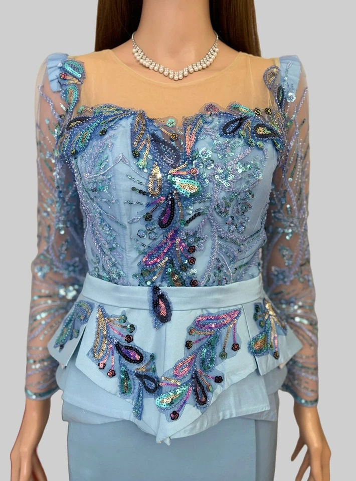 Khmer Traditional Outfit / Cambodian Clothes - 2 Piece, Khmer Shirt & Skirt - Image 3 of 4