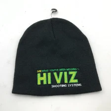 NEW HiViz Shooting Systems Beanie Hat Cap Black Green Stretch Adult Embroidered