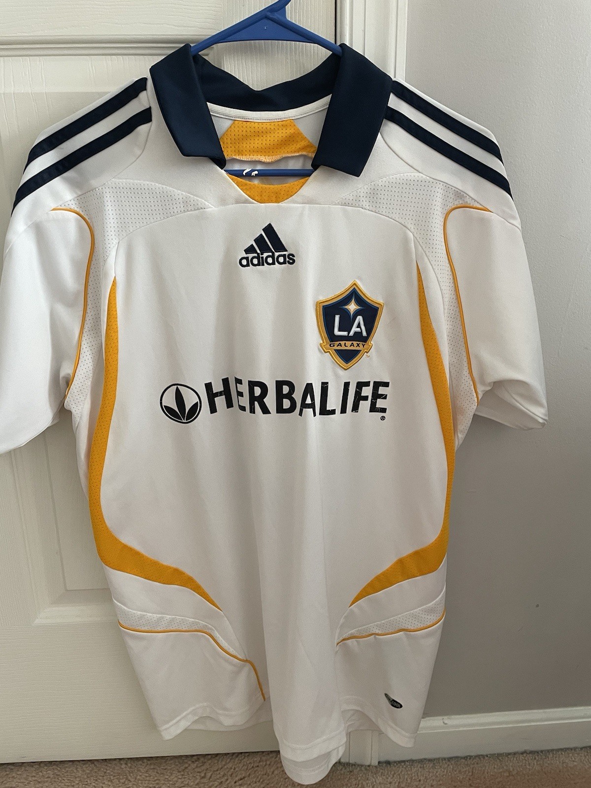 David Beckham LA Galaxy Vintage Mens Medium Adidas ClimaCool Home Jersey