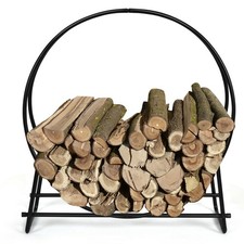 Costway 41" Tubular Steel Log Hoop Firewood Storage Rack Holder Round Display