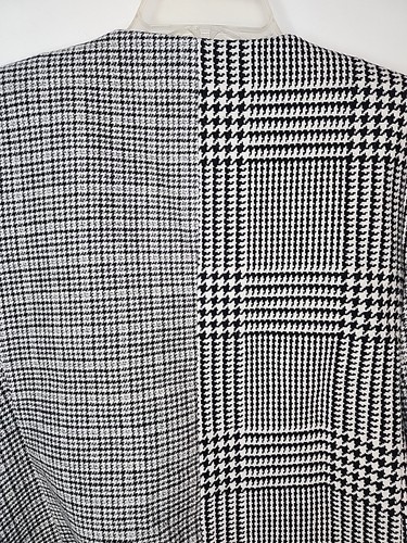 Blazer Chico's donna 1,5 grigio a quadri tweed bordo frange aperto davanti giacca classico - Foto 15 di 16