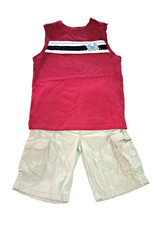 Boys GYMBOREE red crab tank top shirt TCP khaki shorts 10 nautical outfit summer