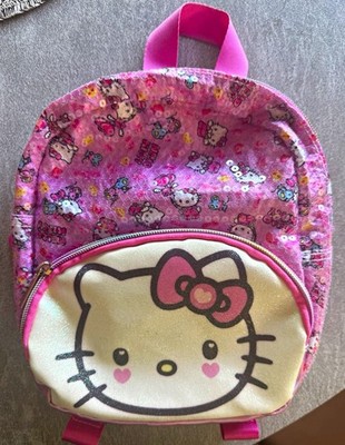Hello Kitty by Sanrio Mini Pink Floral Sequin Backpack, Zip, Adjustable Strap