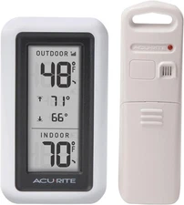 AcuRite Digital Thermometer with Indoor, Outdoor Temperature and Daily White 
