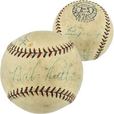 Babe Ruth & Lou Gehrig Signed Official AL Harridge Baseball New York Yankees JSA