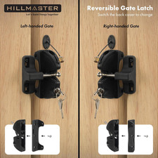 Key Lockable Two-Sided Gate Latch Outdoor Fence Operates 2 Side of the Gate Post