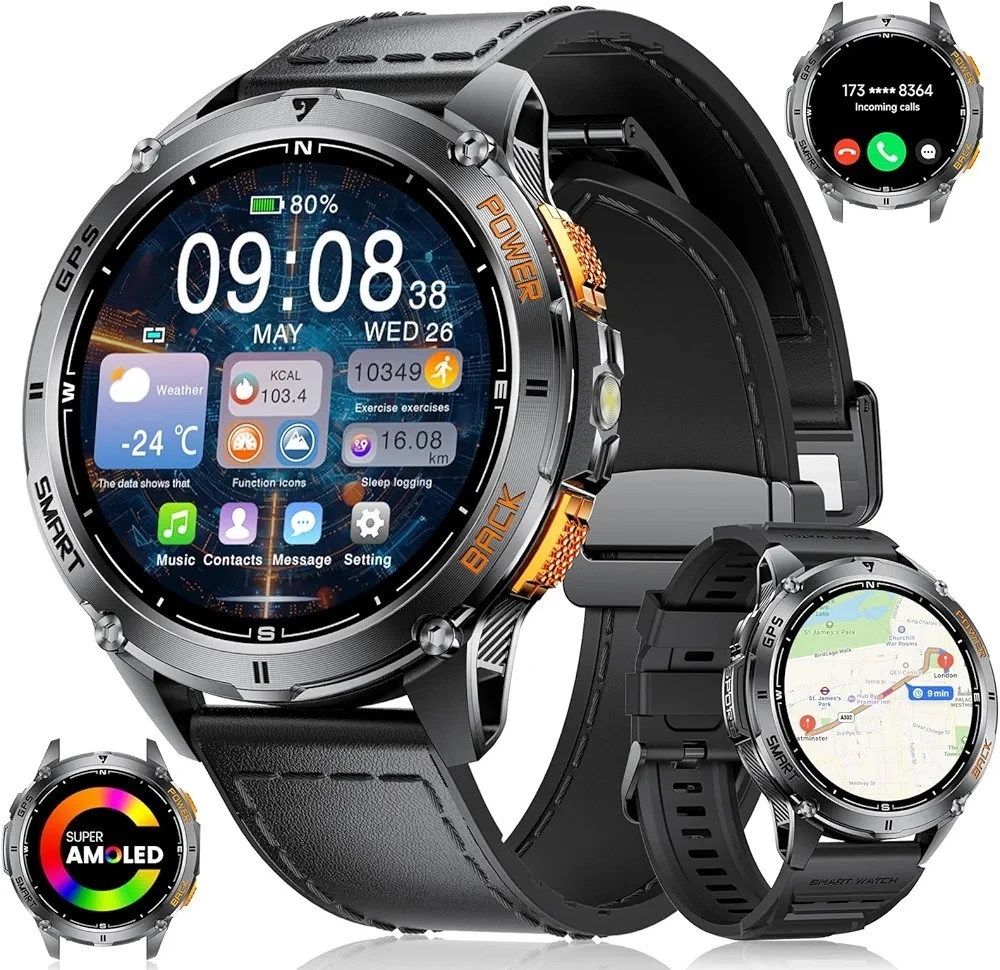 GPS Military Smart Watch for Men with Make/Answer Call, 1.43"AMOLED Display...