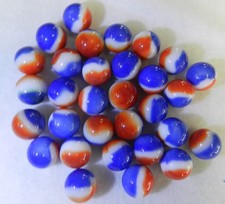  20481m Vintage Group of 30 Vitro Agate Red White and Blue All Red Marbles