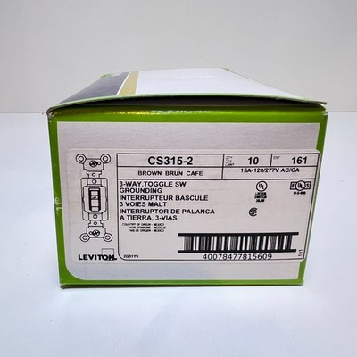 ** (Box of 10)**Leviton CS315-2 3-Way Toggle Switch Brown 15A 120/277V