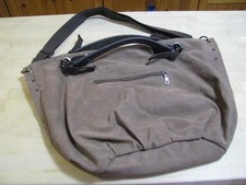 Large Brown Canvas Bag Purse w/ Short Handles  Adjustable Long Strap