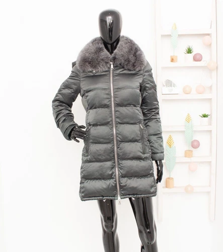 PRADA Autentico Piumino Parka Grigio Puffer Coat Vera Pelliccia di Volpe...