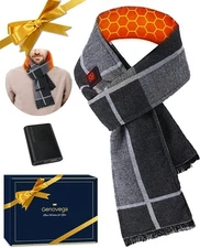 Heated Scarf Gifts Idea for Men Him Dad Husband Boyfriend Grey and Black 