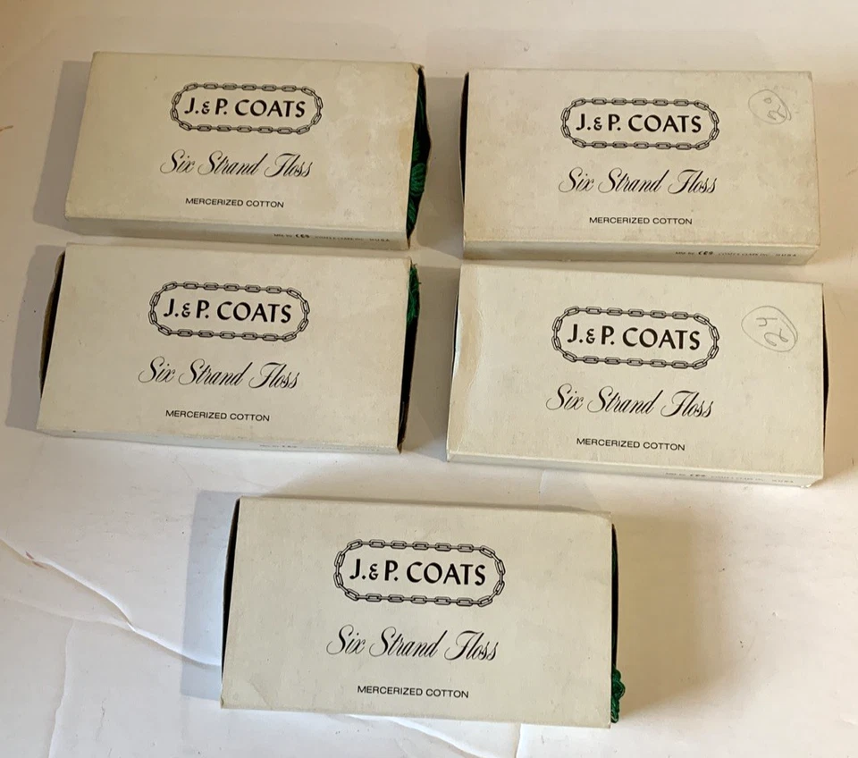 Vtg Lot 5 Boxes New J. & P. Coats Embroidery Six Strand Floss Red #141 Green #28 - Image 2 of 3