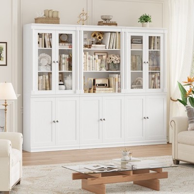 White 3 Piece Library Bookcase Set Home Living Room Furniture Office 2-Door