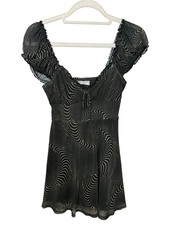 Urban Outfitters Audrey Mesh Mini Dress Abstract Puff Sleeve Small