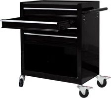 4 Drawers Tool Cart on Wheels,4 Drawer Rolling Tool Chest w/ Cabinet Tool Box