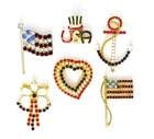 Vintage Lot of Red, White & Blue Patriotic Rhinestone Costume Jewelry Brooches