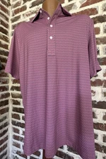 Criquet Polo Shirt Mens L Mauve Blue Pink Golf Pima Cotton Pique Knit Blend Tech