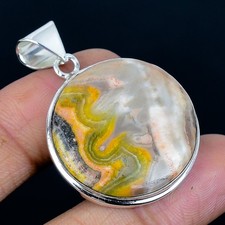 Colgante de piedras preciosas de jaspe abejorro superpuesto de plata 925 joyería regalo 1,78"