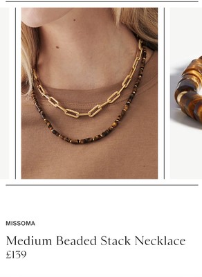 Missoma Tigers Eye Beaded Necklace Cost £139 Immaculate!