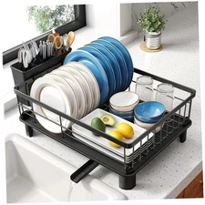 Dish Drying Rack Stainless Steel Drainer with Drainboard & Utensil Holder Small