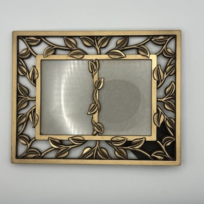 Vintage Bronze Tone Leaf Vine Dual Photo Frame ELSA Inc Botanical Double Picture