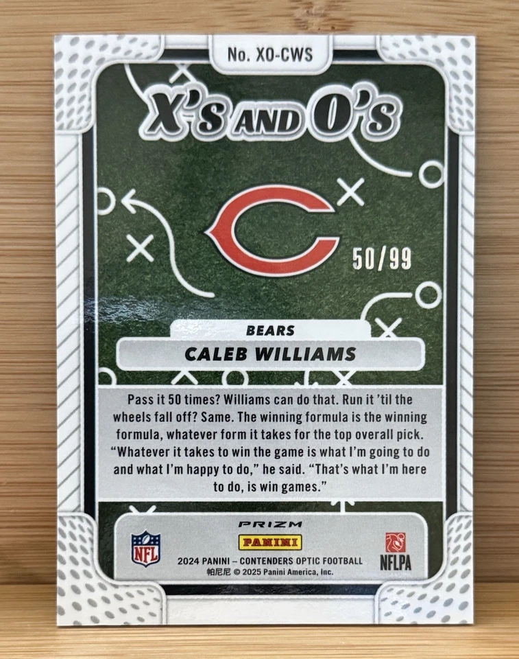 CALEB WILLIAMS 2024 PANINI CONTENDERS OPTIC X'S AND O'S ROOKIE BLUE RC /99 - Imagem 2 de 2