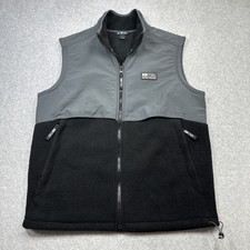 Eddie Bauer Vest Men Large Black Fleece EBTek Zip Pockets Hiking Outdoor Casual