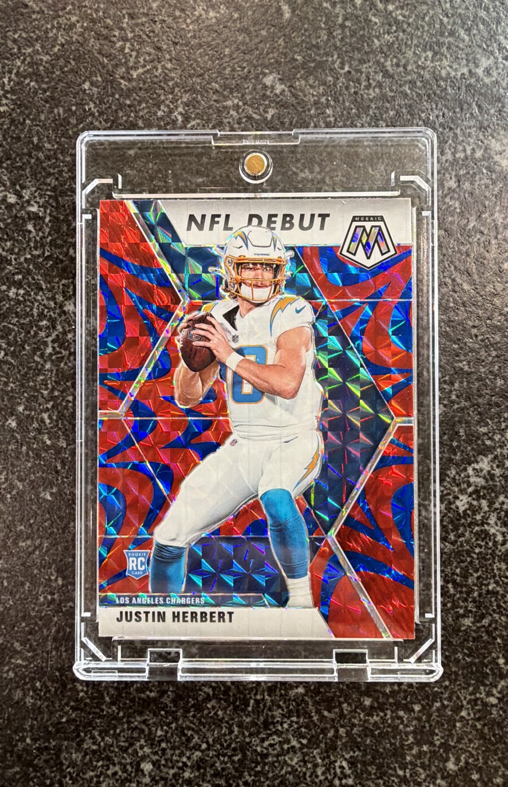 2020 Panini Mosaic-NFL Debut Justin Herbert #263 Reactive Blue Mosaic Prizm (RC)