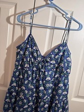 Japna Floral Blue Mini Dress Size L Lined Flirty Lace Wedding Cocktails Winery
