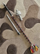 SI - DRUM MAJOR'S MACE/STAVE BLACK SHAFT with MULTI COLOR SILK CORD