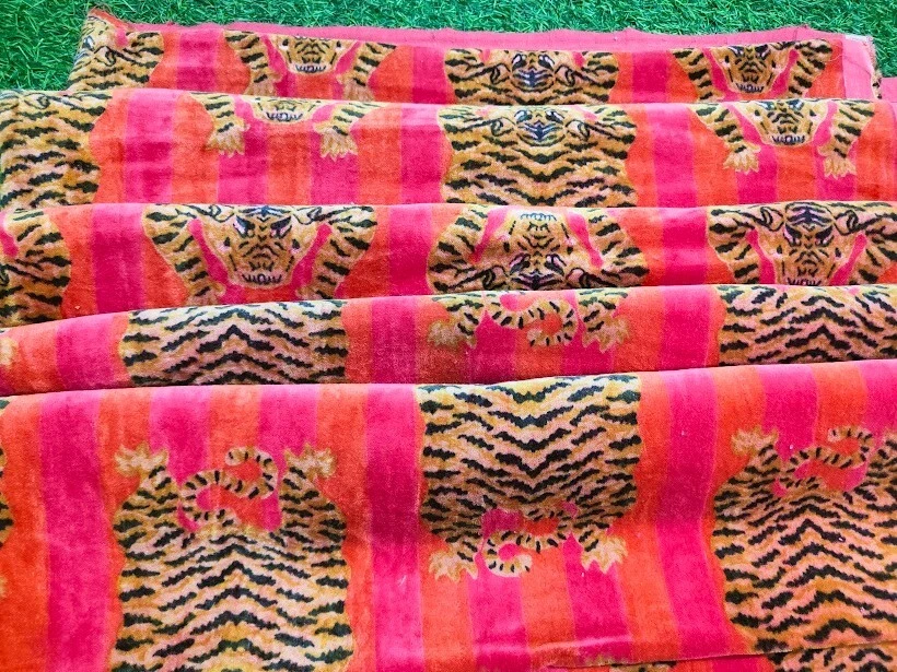 Indian Velvet Upholstery Fabric Sewing Running Fabric Animal Printed By The Yard - Image 3 of 4