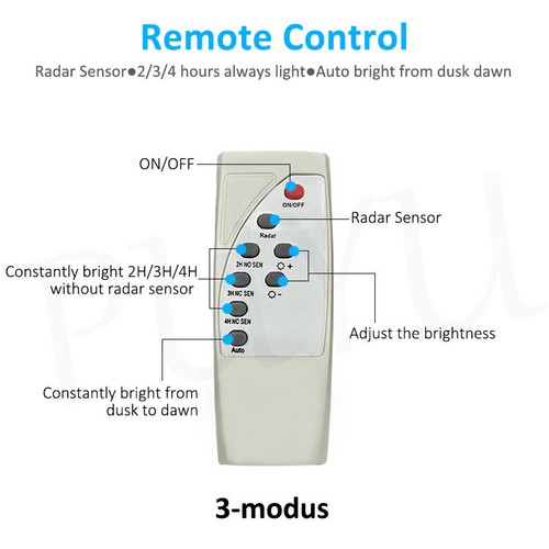 LED Street Light Solar Power with Pole Remote Control Garden Radar Sensor IP65 - Picture 8 of 19