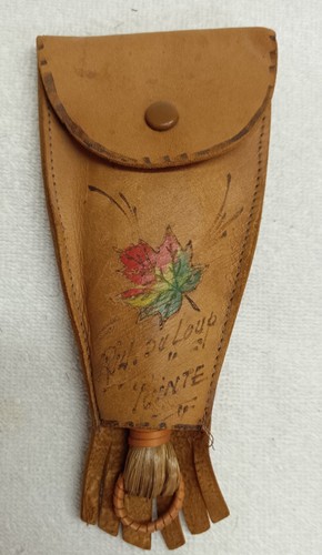 INDIANER [KANADA] HERGESTELLTER SCHNEEBESEN BESEN UND LEDERTRAGE/TASCHE SOUVENIR - Bild 9 von 11