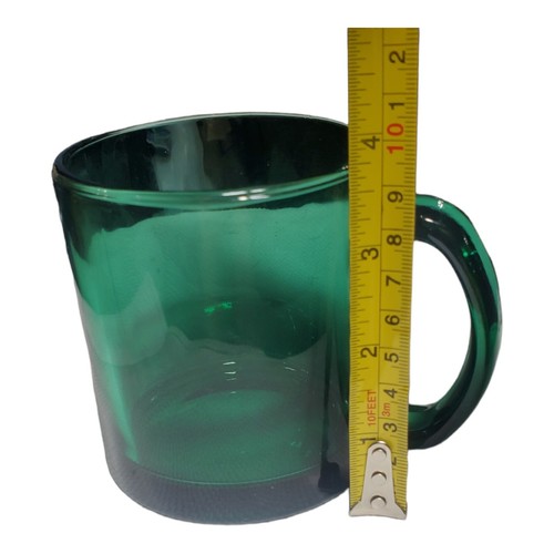 Vintage Emerald Green Glass Coffee Mug with Clear Accents  Made in the USA - Picture 6 of 24
