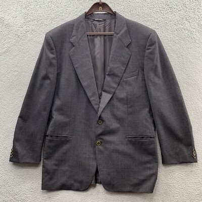 Canali Blazer Jacket Mens 54/7 Gray Textured Two Buttons 100% Wool Made In Italy