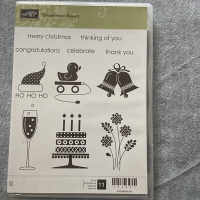 Stampin' Up Red Rubber Cling Stamp Set USED Embellished Events | eBay