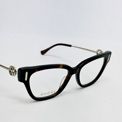 GUCCI 1205 Havana Silver Metal Logo Eyeglasses GG1205O Optical