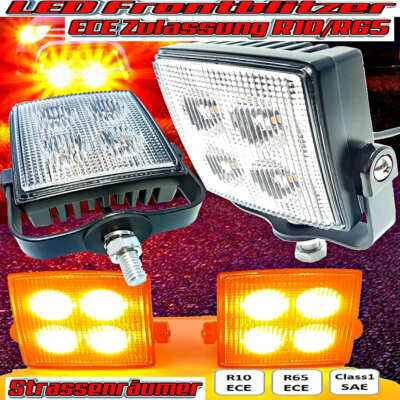 Frontblitzer LED Strassenräumer Set 9-30 Volt ECE Zulassung IP67 Mega Hell 2 Stk