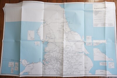 1977 British Rail England & Wales North System Map Poster Railway inc Collieries
