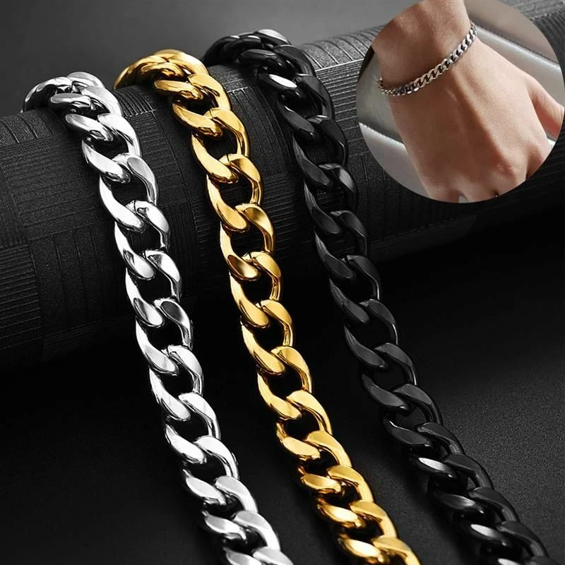 1pc Chain Link Wrist Bracelets Stainless Steel Bangle Bracelet