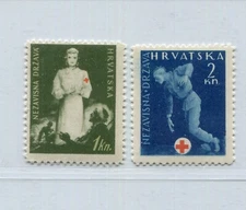 NDH CROATIA GERMAN PUPPET STATE 1942 SURTAX FOR THE WOUNDED RA1-RA2 PERFECT MNH
