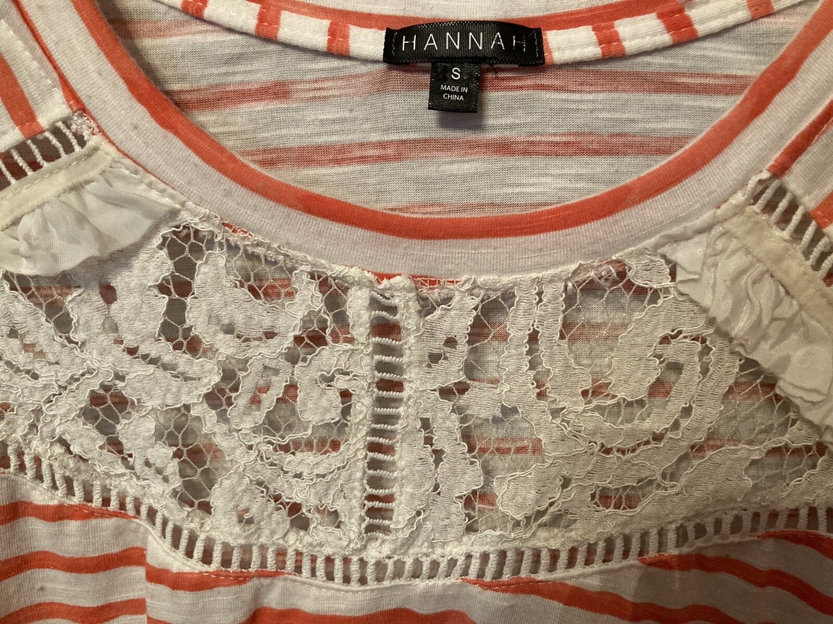 Womens Hannah Top Sz Small With Lace Orange & white | eBay
