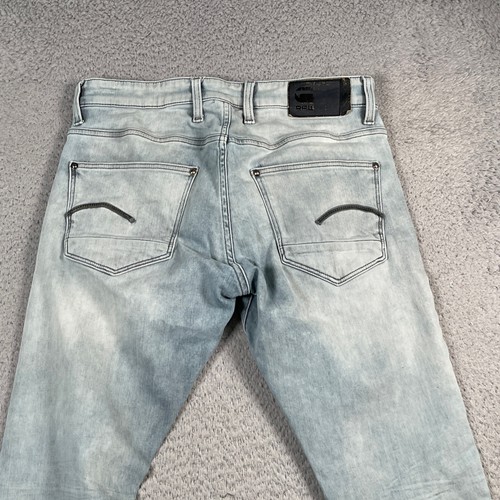 G Star Raw Jeans Mens 31x32 Revend Skinny Acid Wash Whiskers Denim Stretch - Picture 13 of 15