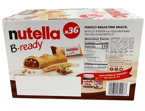 Nutella B-Ready 36 Ct Crispy Wafer Filled With Nutella Hazenut Spread Exp. 3/25 - Picture 4 of 13