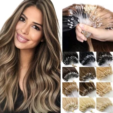 Micro Beads Hair Extensions Micro Loop Ring Link Real Human Hair HighlightBlonde